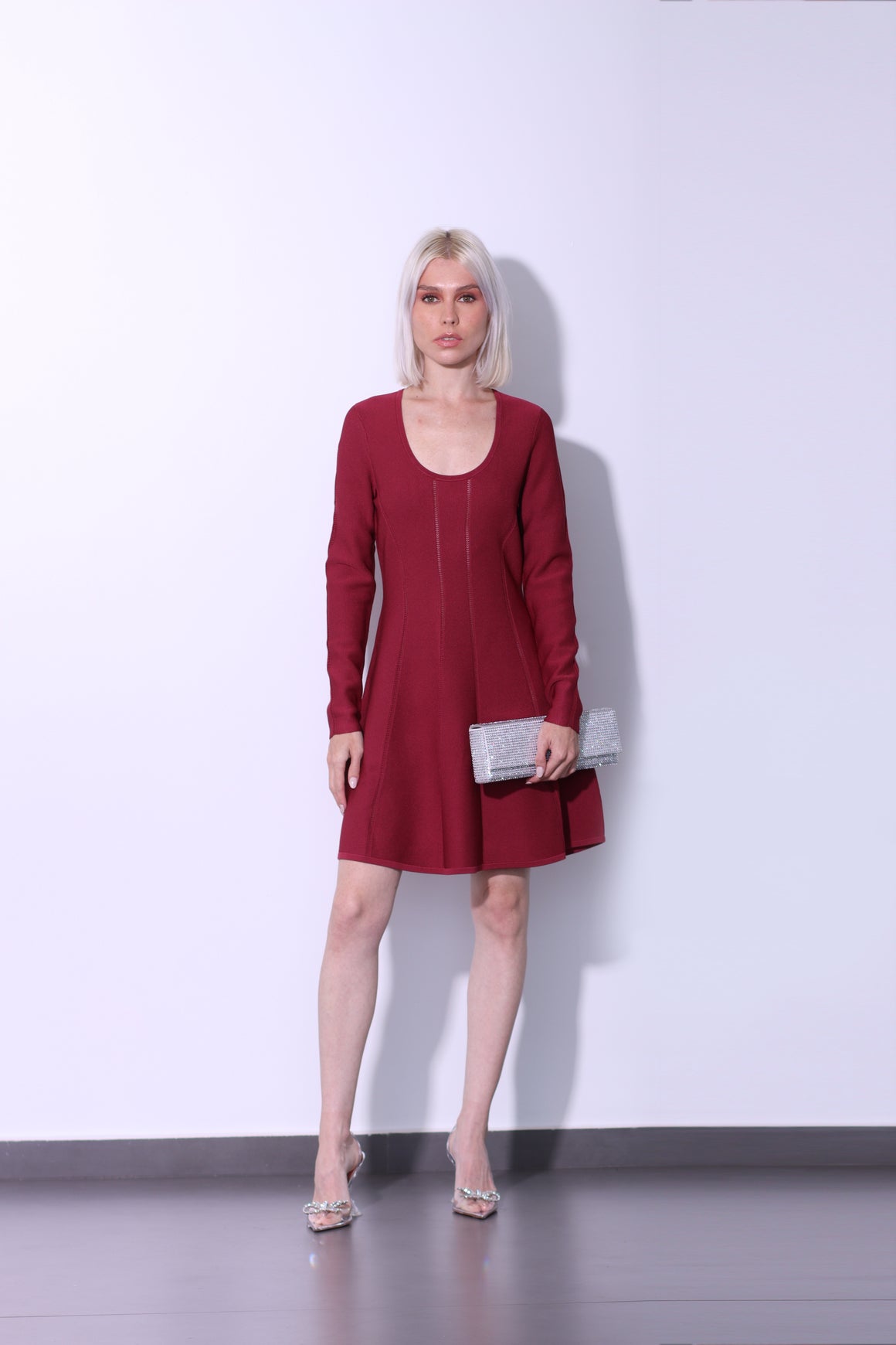 ZIMMERMANN - LUMINOSITY KNIT PANELLED MINI BURGUNDY 7763DF231