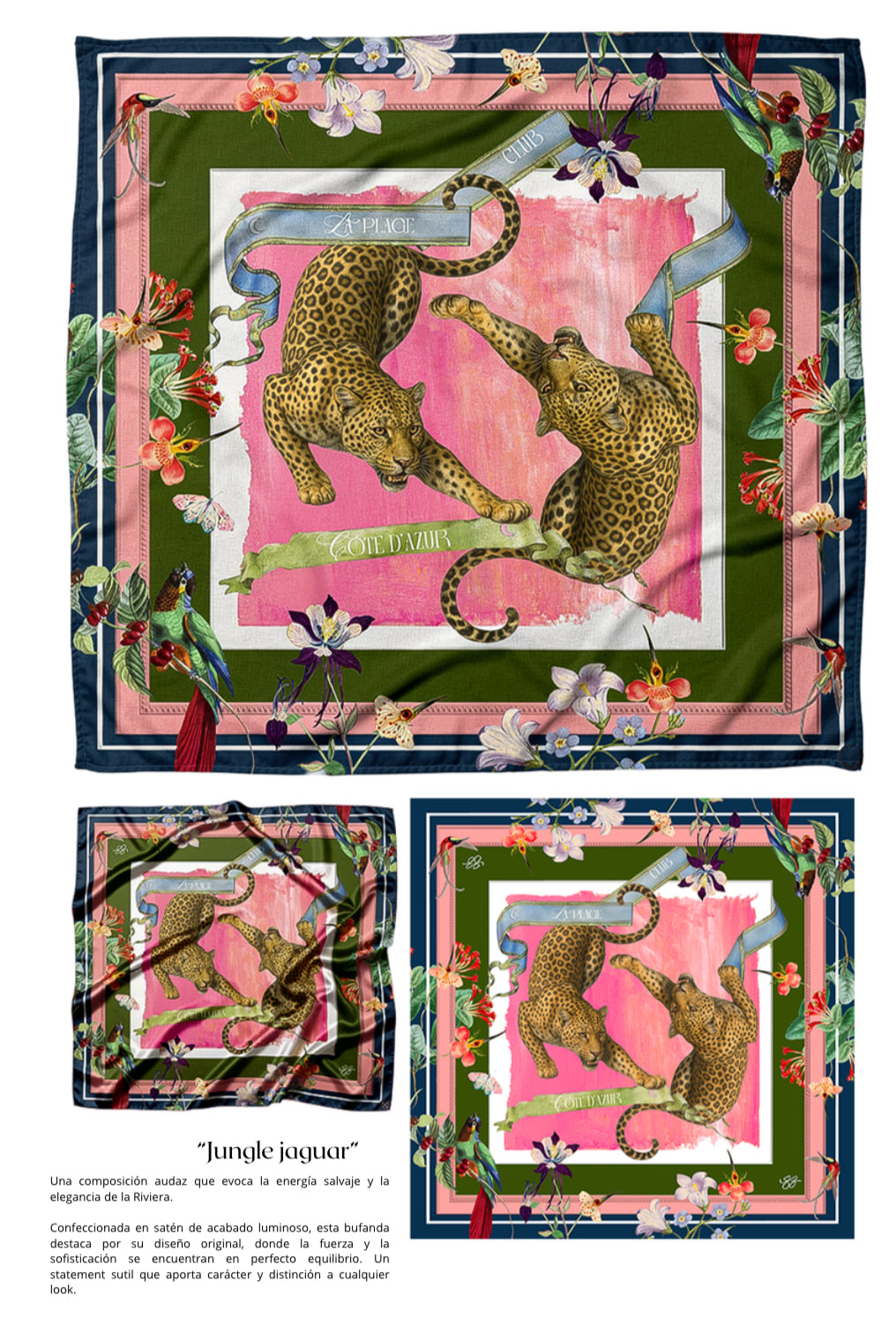 LUIS BISANTI - BUFANDA JUNGLE JAGUAR 50cm X 50cm