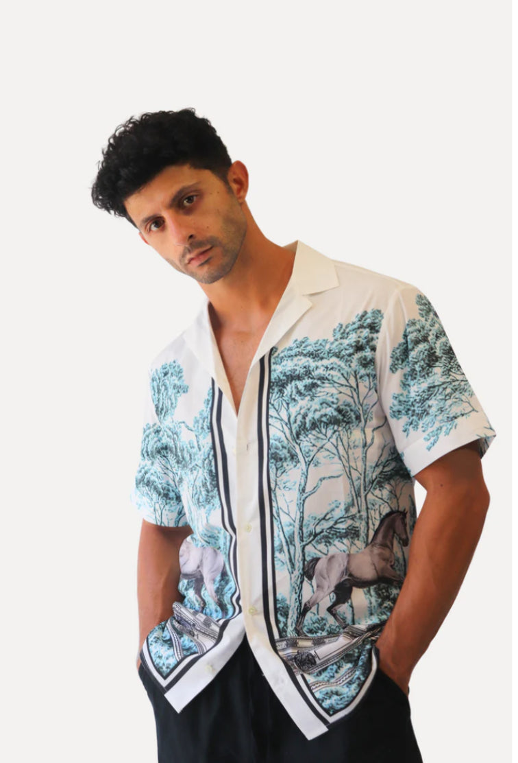 LUIS BISANTI  CAMISA DE CABALLOS AZULES CABALLERO