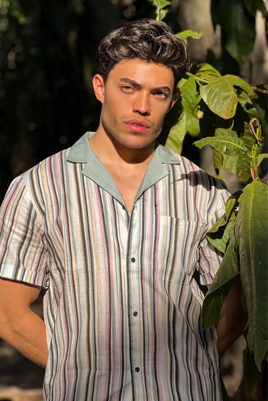 LUIS BISANTI  CAMISA LINEAS ROSA CABALLERO
