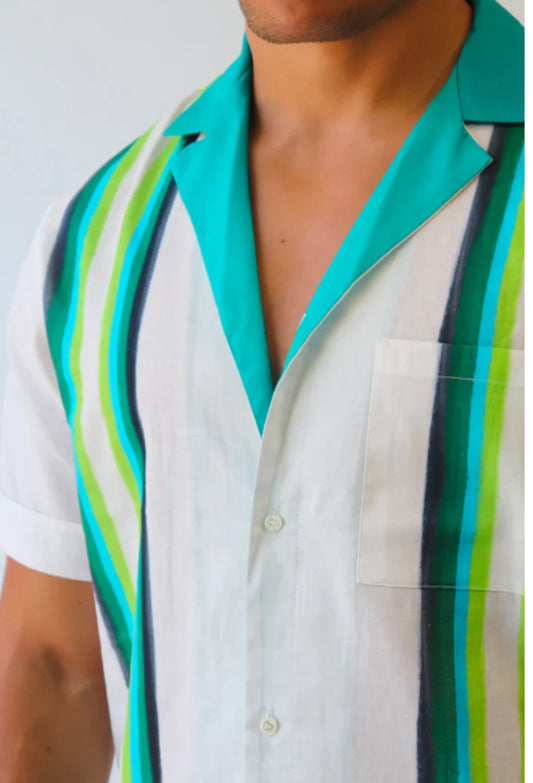 LUIS BISANTI  CAMISA LINEAS TURQUESA