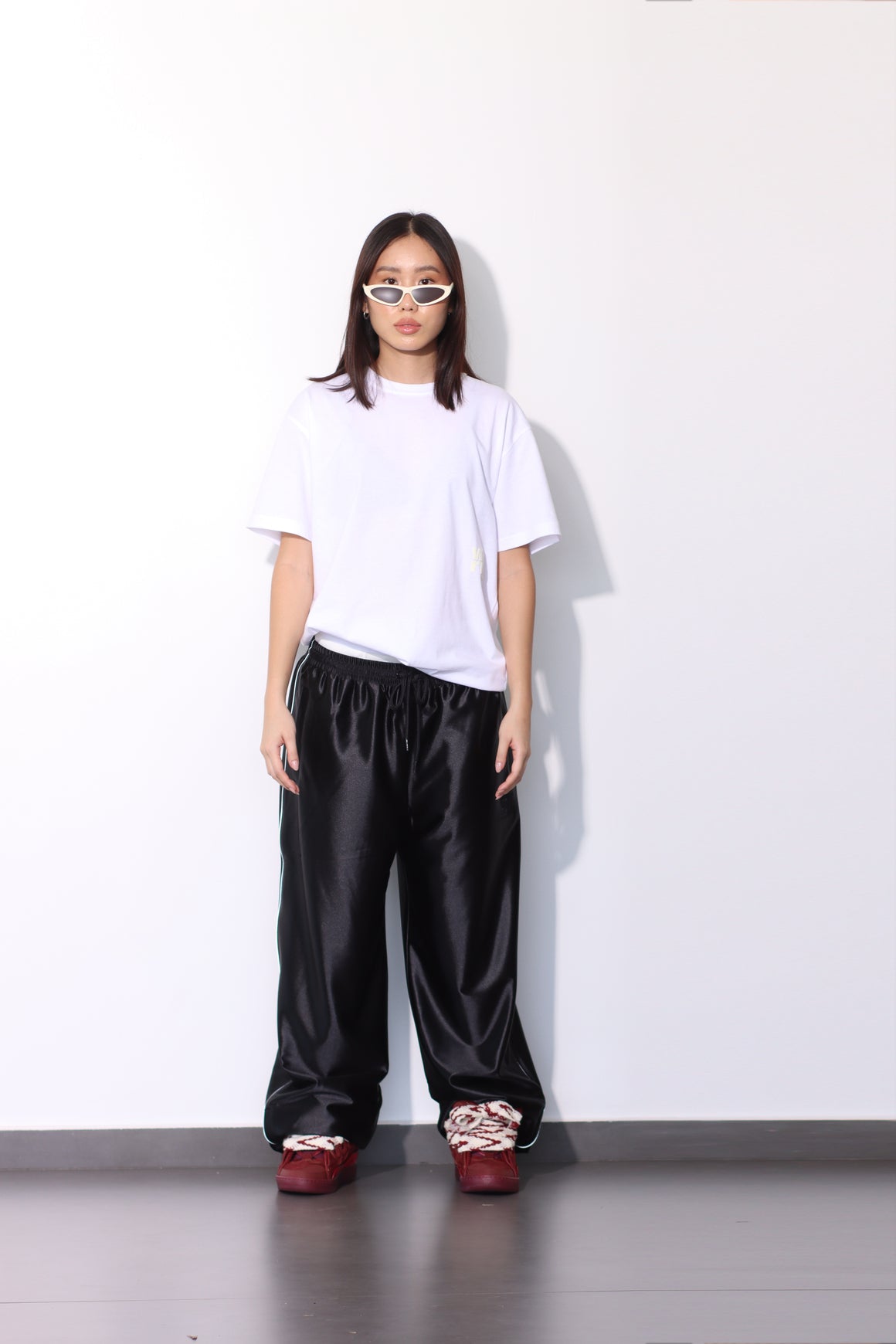 ALEXANDER WANG - ESSENTIAL JSY SS TEE W/ PUFF LOGO & BOUND NECK WHITE