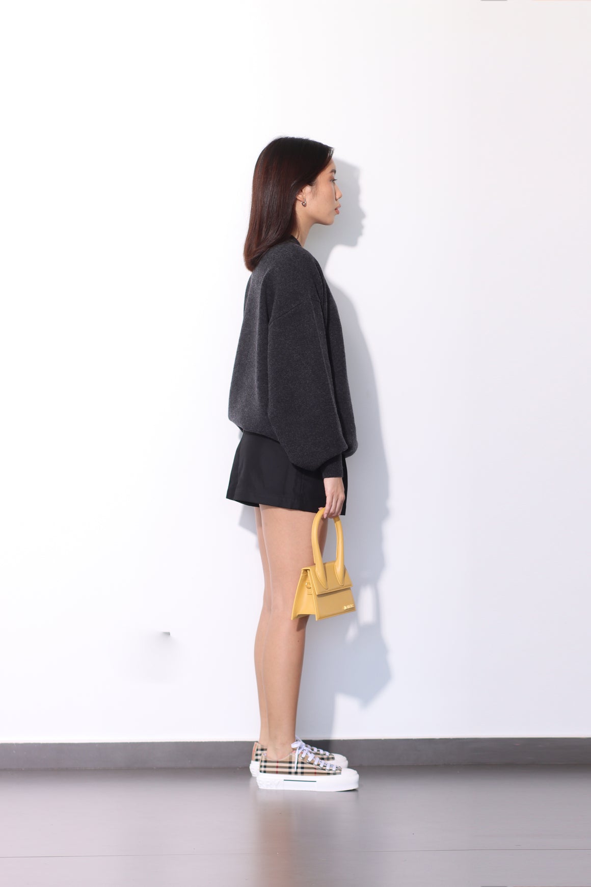 ALEXANDER WANG - OVERSIZED CREWNECK PULLOVER W/ CRYSTAL BEIRESS CHARCOAL MELANGE