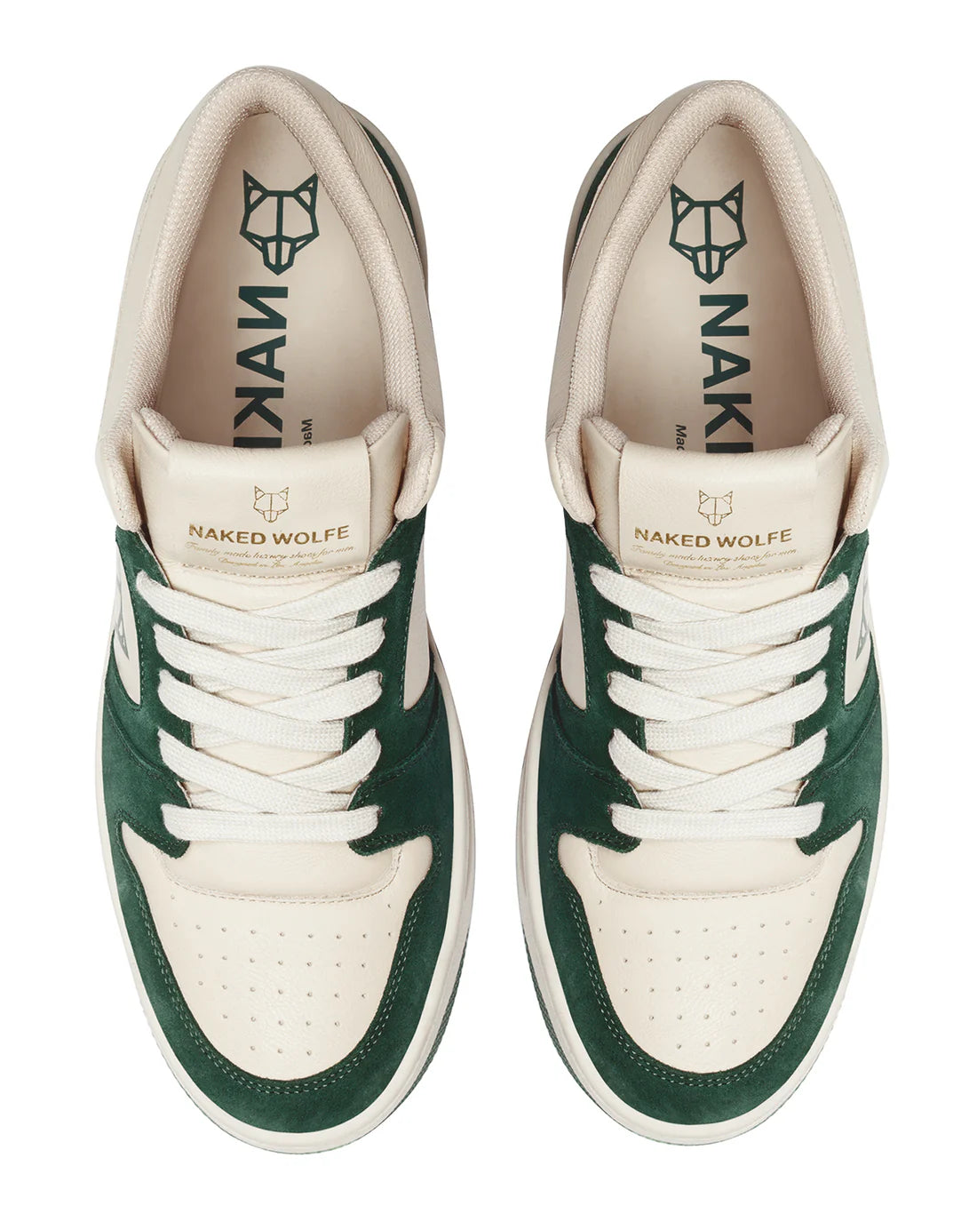 NAKED WOLFE - CM - 01 BONE LEATHER / GREEN COW SUEDE COMBO