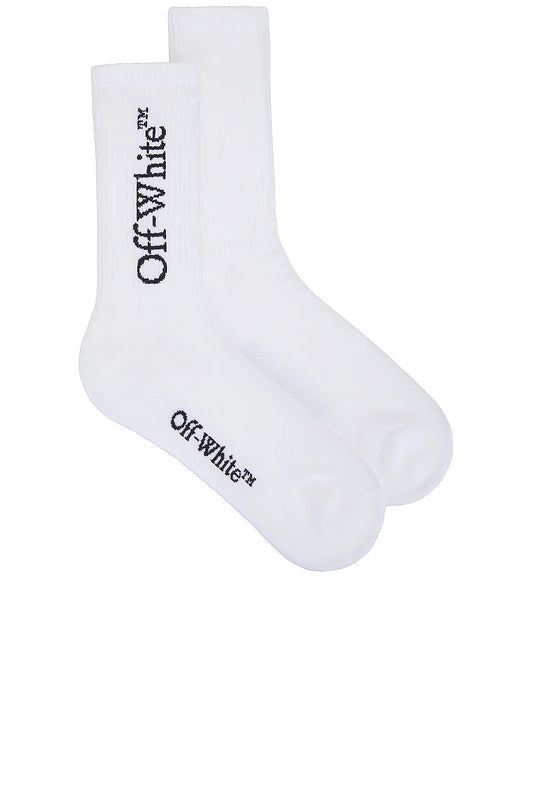 OFF WHITE - MID BOOKISH CALF SOCKS WHITE BLACK