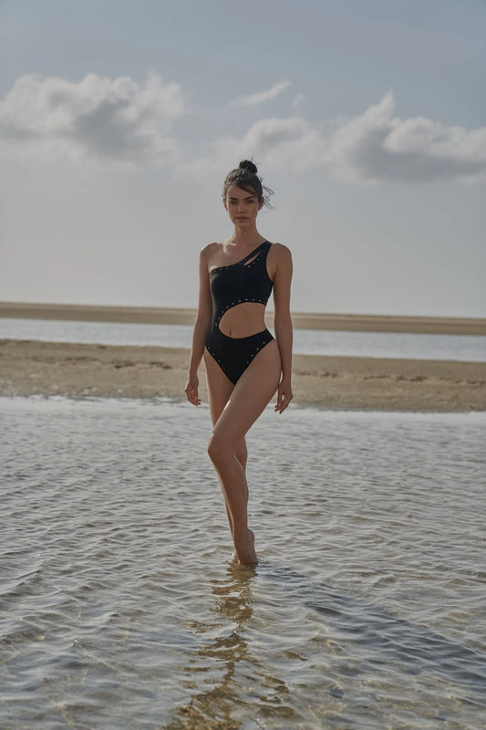 WISKII - ONE SHOULDER LASER CUT SWIMSUIT