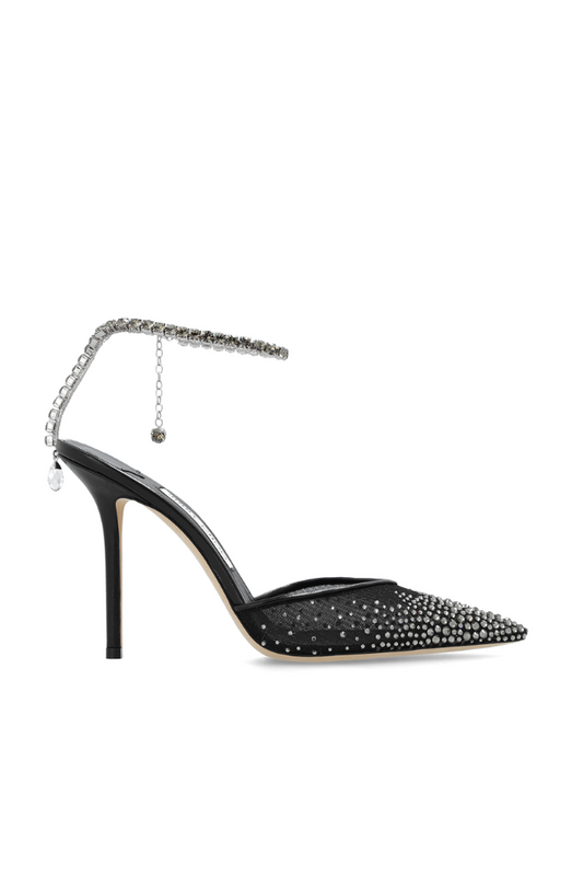 JIMMY CHOO - SAEDA SANDAL 100 BLACK / SMOKE