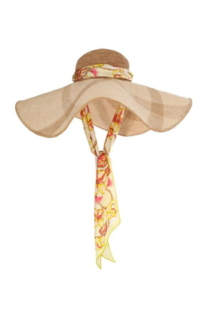 ZIMMERMANN - STRAW & PRINTED SILK SUNHAT