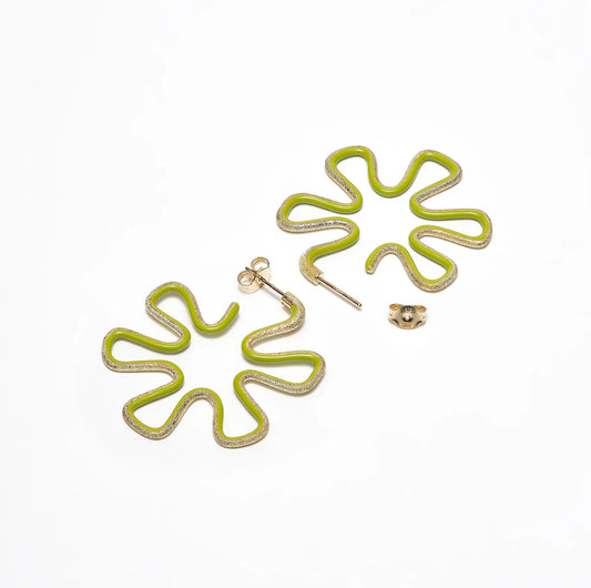 BEA BONGIASCA -MAXI MARGHERITA EARRINGS IN GREEN