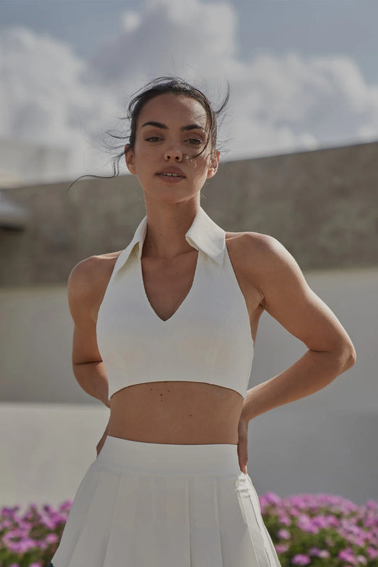 WISKII - SLEEVELESS POLO BRA WHITE