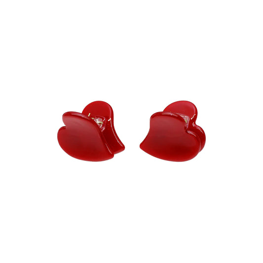 EMI JAY - SET OF 2 BABY HEART CLIPS CHERRY KISS RED